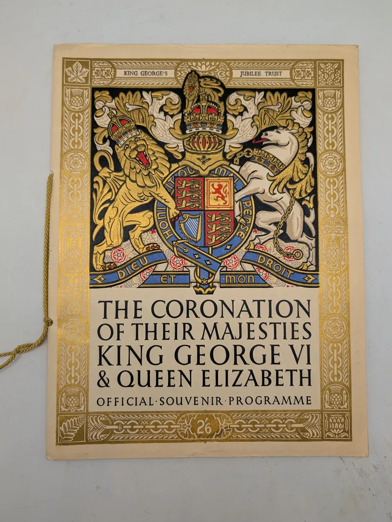 Officielt Souvenirprogram for Kong George VI og Dronning Elizabeths Kroning