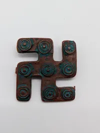 German WHW Plastic Swastika Pin Klethen Kreis Stade Langobardisch