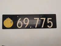 Dansk Militær Nummerplade med Rigsvåben, nummer 69.775