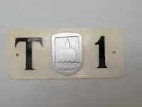 Dansk Brandbilsskilt T-1 Byvåben