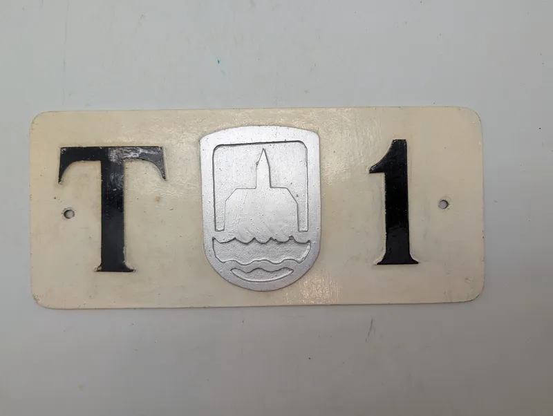 Dansk Brandbilsskilt T-1 Byvåben