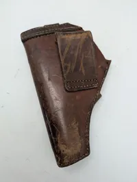 Vintage læderhylster til pistol med magasinlomme