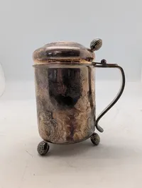 Antique Silver-Plated Lidded Tankard with Repoussé Scrollwork