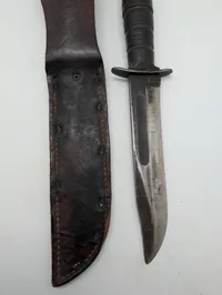 KA-BAR USMC Fighting Utility Knife with Leather Sheath WW2 