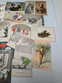 Collection of 14 Vintage Scandinavian Glædelig Jul Christmas Postcards  Sendt til Grevinde Hamilton 