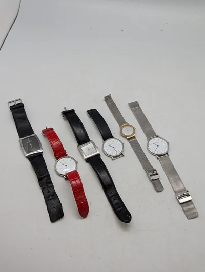 Samling af seks Skagen Denmark armbåndsure