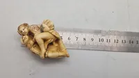 Antik JAPANESE HAND CARVED EROTIC NETSUKE FIGURES EDO / MEIJI PERIODE 
