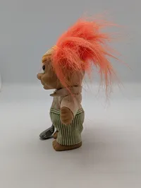Vintage Russ Berrie Golfer Troll Doll with Orange Hair and Club