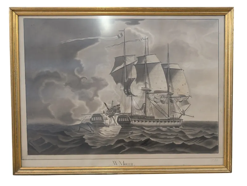 Wilhelm Lucas Møller, Maritimt Søslag, 1799, W. L. Møller, Søkadettegning, 