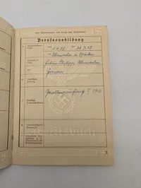 WWII German Third Reich Arbeitsbuch (Work Book) for Wilhelm Friedrich Schüpp
