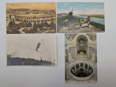 Set of Four Early 20th Century European Topographical and Sporting Postcards