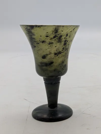 Chinese Carved Spinach Green Jade Goblet
