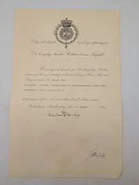 Dansk tildelingsbevis for Fortjenstmedaljen i sølv, 1964
