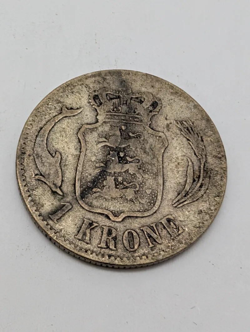 Danmark 1 Krone 1876 Christian IX sølvmønt