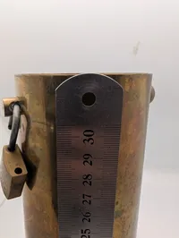 Vintage Brass Trench Art Shell Casing Liquor Decanter Holder with Padlock