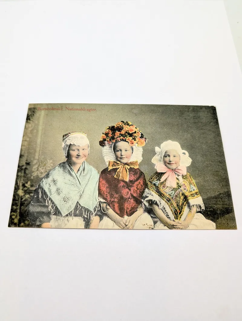 Vintage Danish Postcard, Bornholmske Nationaldragter Folk Costumes