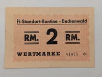 Buchenwald Koncentrationslejr SS-Standort-Kantine 2 RM Wertmarke, original 