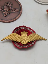 Samling af danske Flyvevåbnet militære medaljer, emblemer og tilbehør