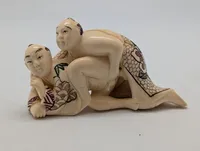 Antik JAPANESE HAND CARVED EROTIC NETSUKE FIGURES EDO / MEIJI PERIODE 