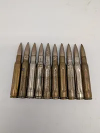 Sæt med 10 stk. vintage 7,62 mm dummy-patroner til træning