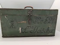 Antik grønmalet Dansk Militær pudse kasse 