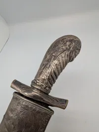 Antique Southeast Asian Silver-Toned Kris Hilt with Anthropomorphic Face