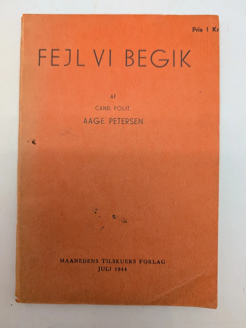 Antik dansk historisk bog om dansk politik 1914-1939