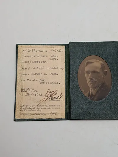 Dansk kørekort til motorcykel fra 1932, Anders Peter Carl Hansen
