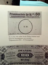 Prämienschein fra Koncentrationslejren Neuengamme, RM 0,50