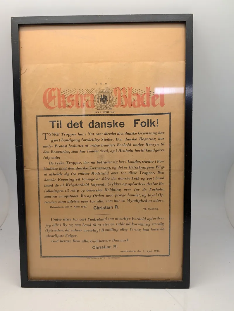 Ekstra Bladet April 9, 1940 WWII Danish Occupation Proclamation