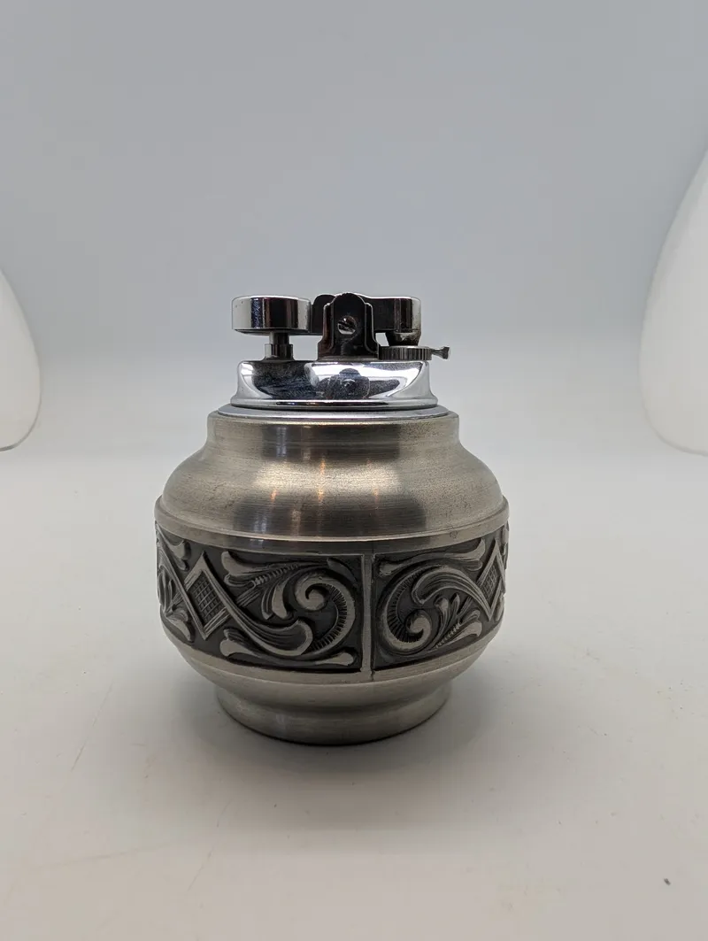 Vintage Silver-Tone Ornate Scrollwork Table Lighter