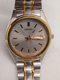 Seiko Two-Tone Stainless Steel Day-Date Quartz Wristwatch