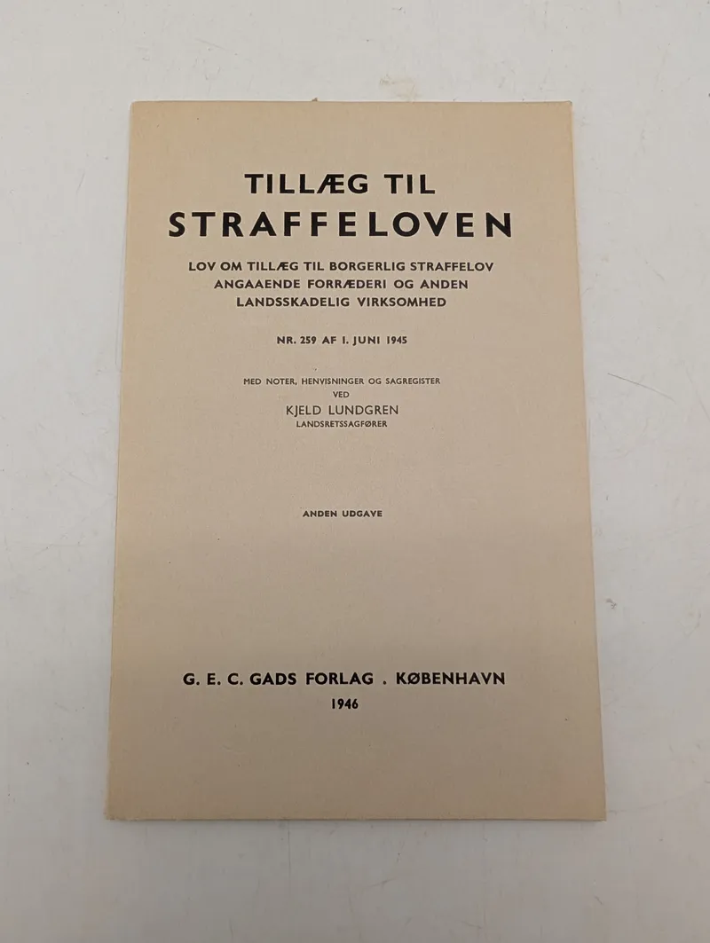 Tillæg til Straffeloven, G. E. C. Gads Forlag, 1946