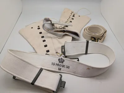 Danish Military HMAK White Canvas Webbing Belt and Gaiters Set MP Søværnet