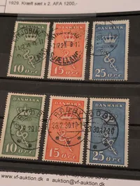 Danmark 1929 Kræftsagen komplet sæt x 2 (AFA 178-180)