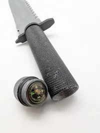 Vintage Stainless Steel Survival Knife with Sawback and Compass Pommel