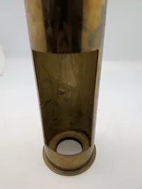 Vintage Brass Trench Art Shell Casing Liquor Decanter Holder with Padlock