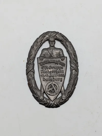 1938 SA Gruppe Niederrhein Wettkampftage Duisburg Commemorative Badge