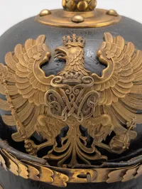 Preussisk Pickelhaube Officerhjelm med Messingbeslag