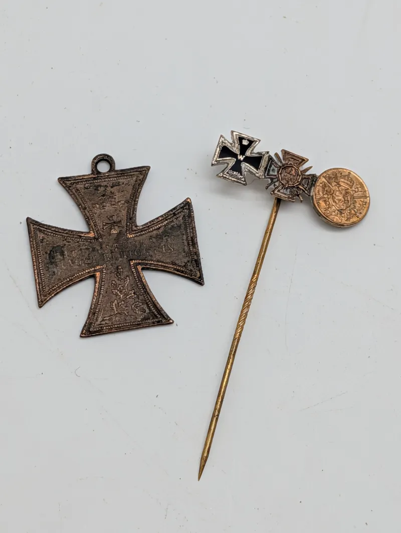WWI German Iron Cross 2nd Class and Miniature Stickpin Medal Group