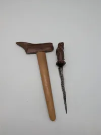 Child Indonesian Keris Dagger with Carved Figural Hardwood Hilt