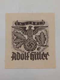 Adolf Hitler Ex Libris Bogmærke, originalt fra hans München lejelighed 