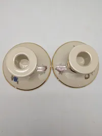 Kjøbenhavns Porcellains Maleri (KPM) Par Lysestager med Blomstermotiv