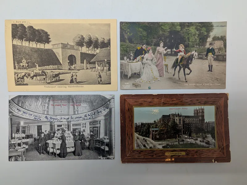 Collection of Four Vintage European Topographical and Art Postcards