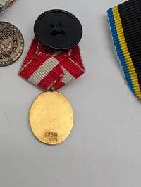 Samling af tyske sportsmedaljer og emblemer, herunder DSB og DJB