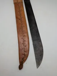 Vintage Machete med Præget Læderskede