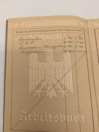 Tysk Arbejdsbog (Arbeitsbuch) fra Det Tredje Rige, ca. 1930-1940