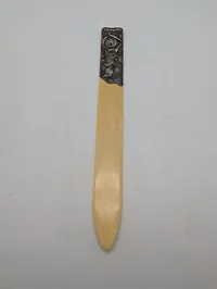 Antique Sterling Silver Repoussé Rose Handle Bone Letter Opener