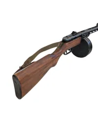 Sovjetisk PPSh-41 maskinpistol med tromlemagasin og rem, Denix model 