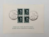 Tysk souvenirark fra 1937 med Adolf Hitler frimærker og særstempler